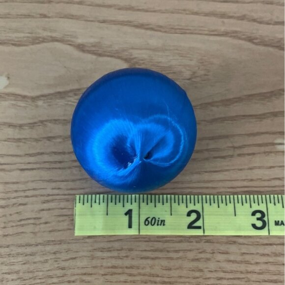 Vtg Satin Sheen Christmas Ornaments Blue and White Set Of 8 Holiday Decor 2 inch - Picture 4 of 4